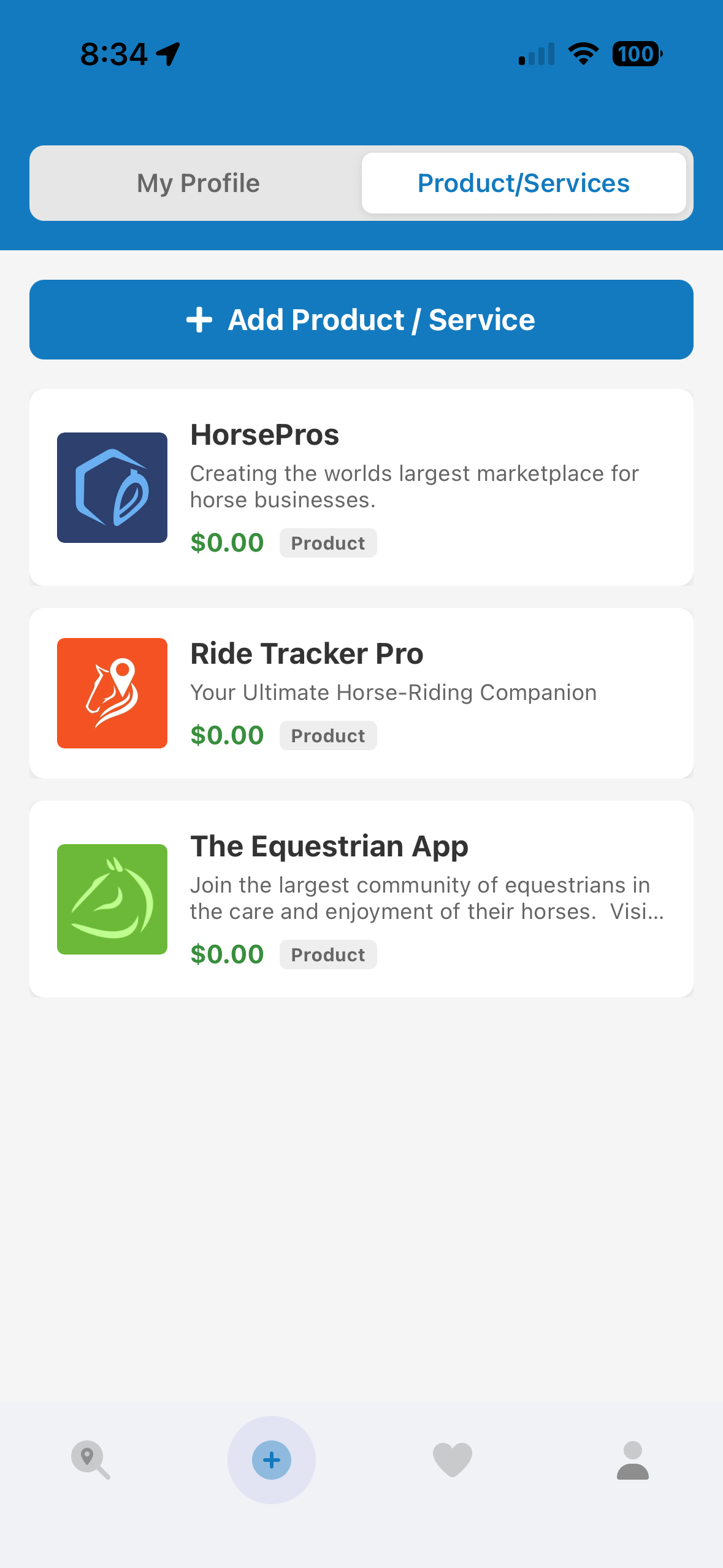 HorsePros business products and services page
