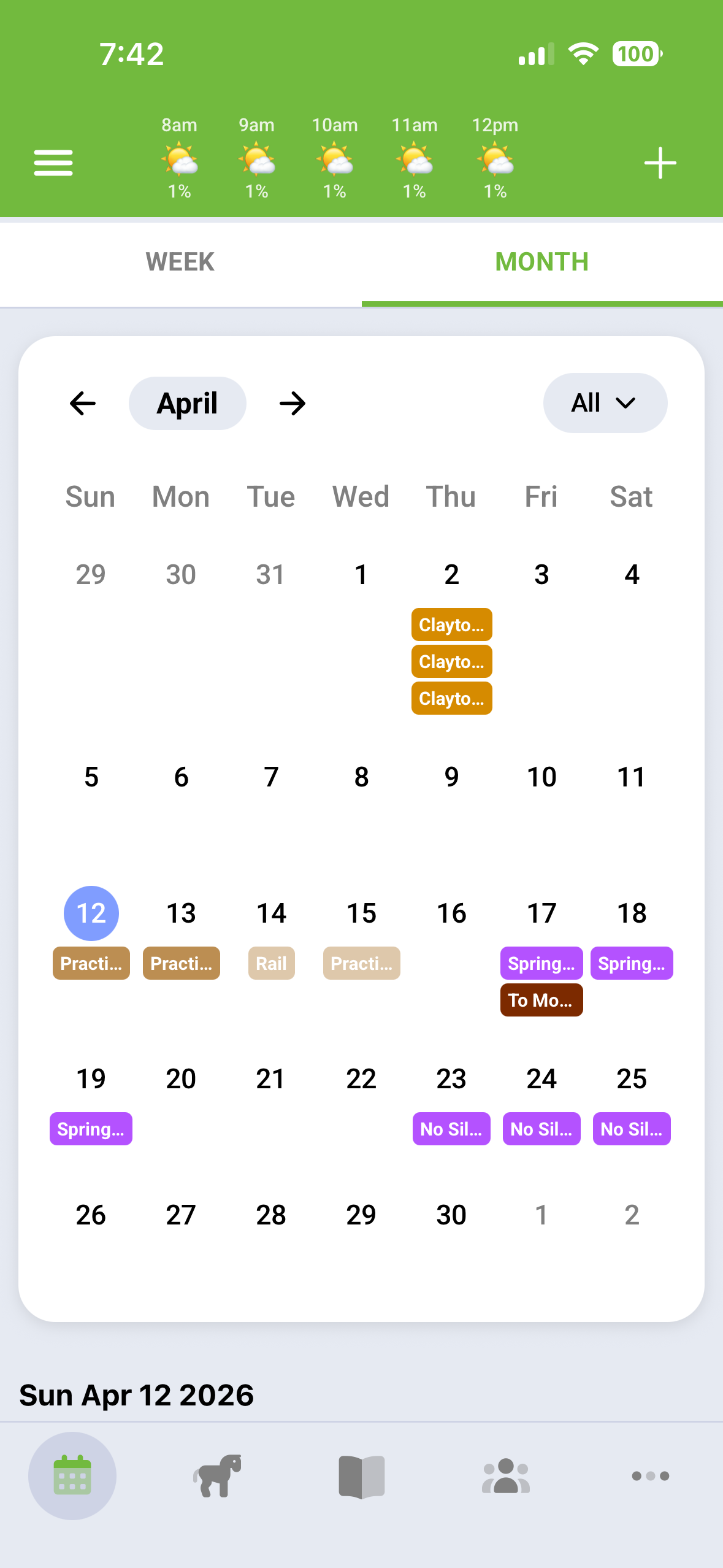 Event Calendar screen