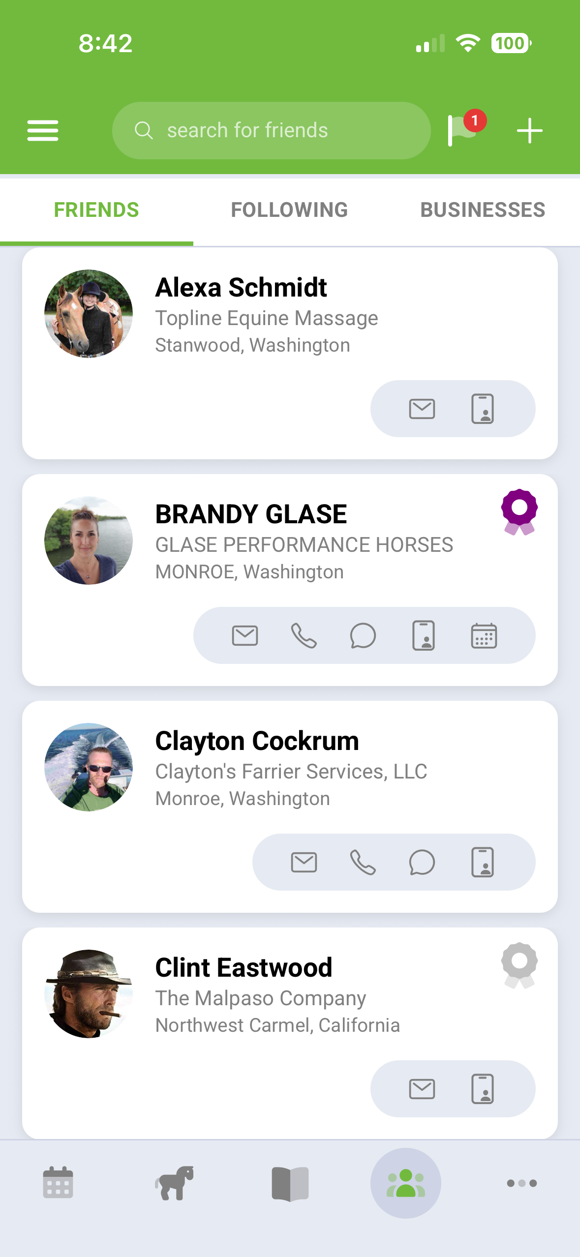 Equine contacts screen