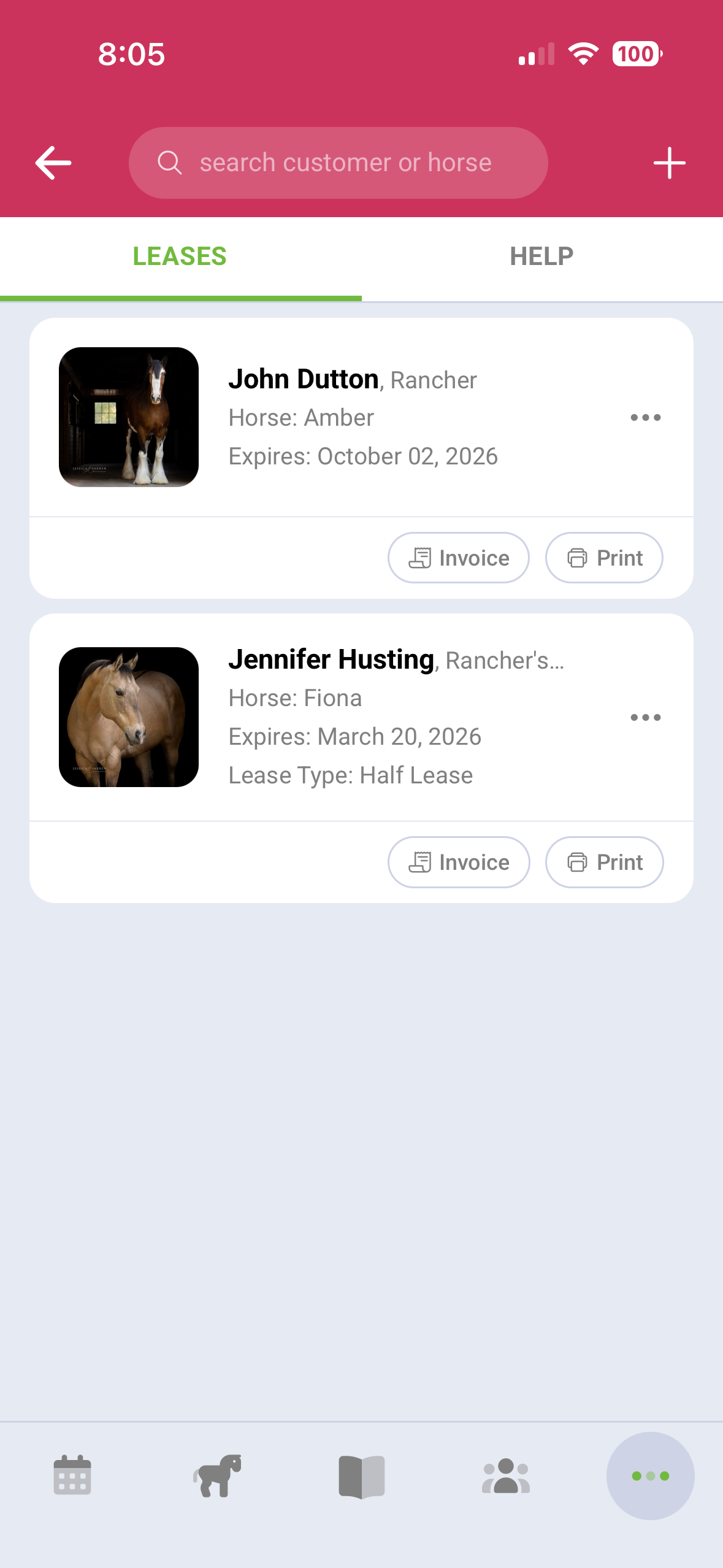 Horse lease management
