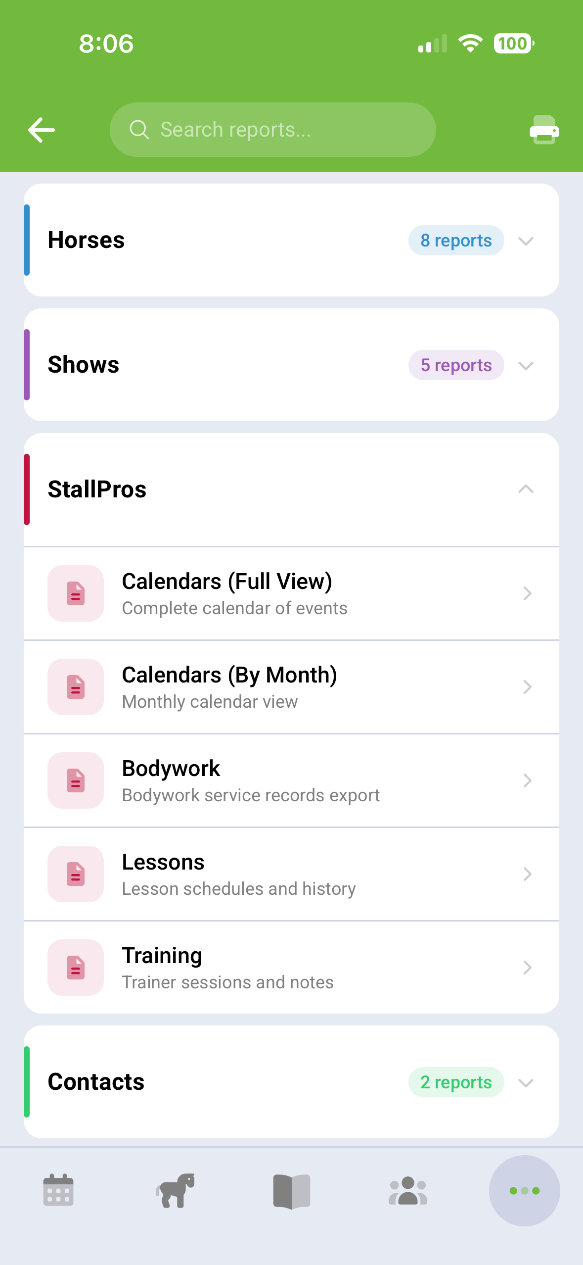 StallPros reports and printing